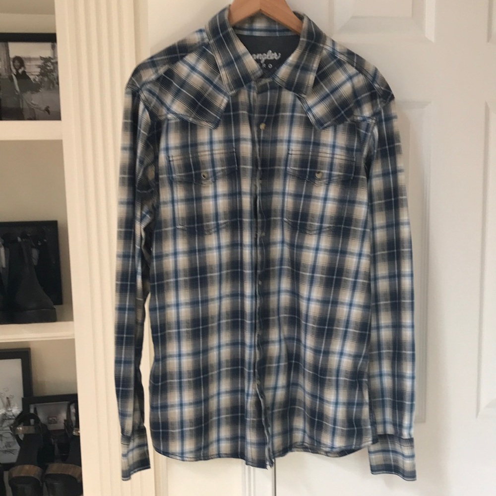 Wrangler Retro Men's Blue Plaid Shirt